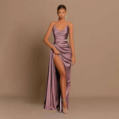 Robe Femme Satinée Fendue – Style Chic Addict Fashion