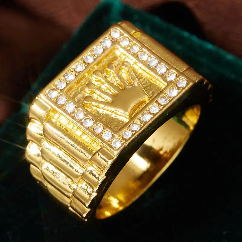 Bague homme luxe rétro en or plaqué Addict Fashion